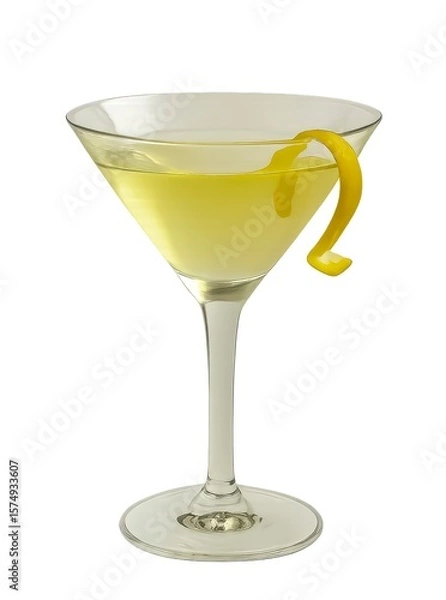 Fototapeta Elegant Yellow Cocktail Garnished With a Twist of Lemon Showcasing Refined Mixology Skills