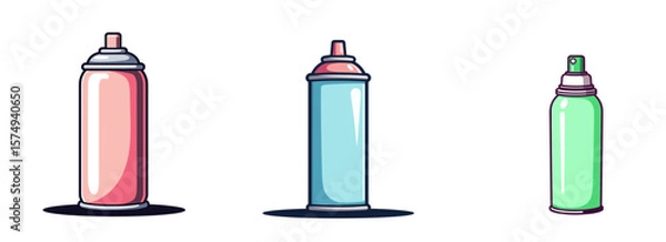 Fototapeta Cooling spray can on sideline in colorful design with shadows  