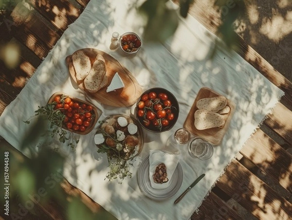 Obraz Rustic Table Setting Outdoors Photo