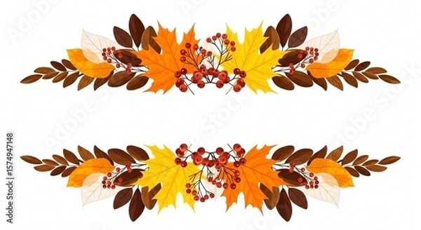 Fototapeta Autumn Leaf Border Fall Foliage Design Element