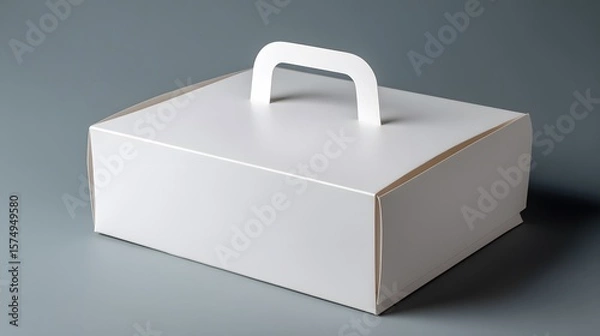 Fototapeta Elegant Modern White Cardboard Pastry Box Design for Bakery Packaging and Custom Branding for Cakes and Cookies Delivery