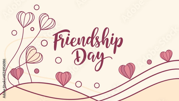Fototapeta Celebrate friendship day with heart themed vector design for greeting cards and social media posts design template
