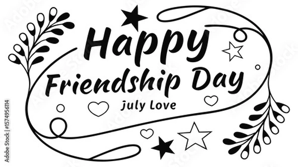Fototapeta Happy friendship day vector graphic with hearts stars and floral elements for greeting card design vector