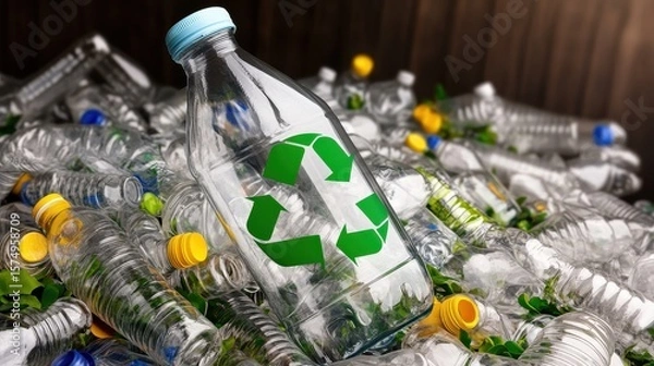 Obraz Recycling plastic bottles creates a sustainable future.