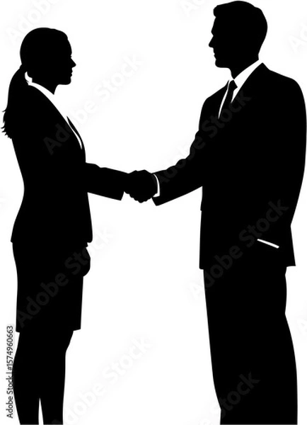Fototapeta Business Partnership  Handshake Silhouette Vector EPS Illustration - Teamwork, Collaboration, Agreement Concept