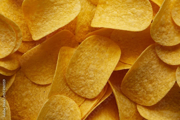 Fototapeta Potato Chips, top view. Flat lay, overhead, from above.