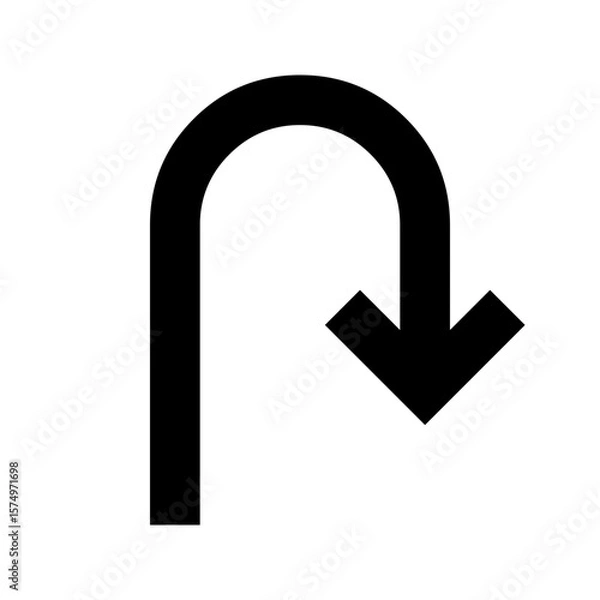 Obraz Black U Turn Arrow Direction Symbol