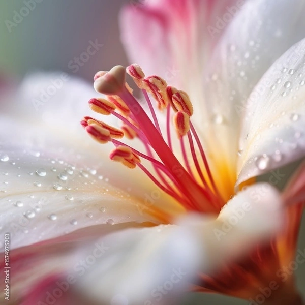 Obraz Dewy White Flower Closeup.