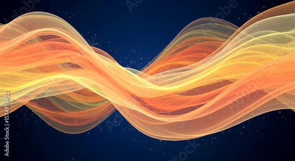 Fototapeta Vibrant Abstract Wave Background with Orange, Yellow, and Blue Hues - Ideal for Design, Tech, and Artistic Projects