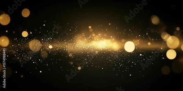 Obraz Dynamic Golden Particles and Bokeh Lights on a Dark Abstract Background