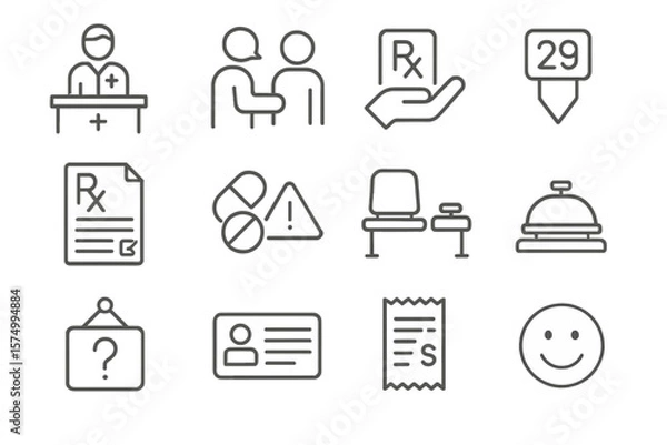 Obraz Healthcare and medical icons set with smile face highlighting