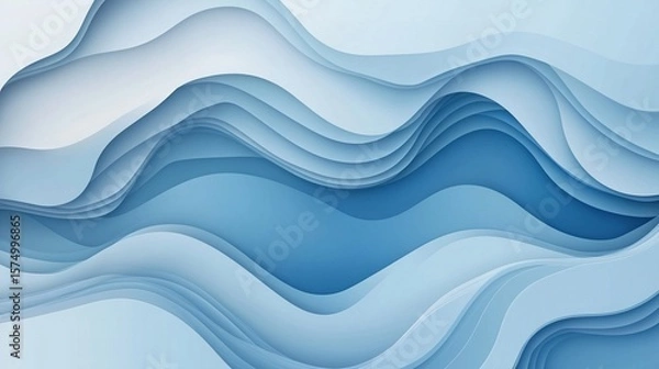 Obraz Flowing, layered waves in various shades of blue create a soothing abstract background, perfect for design projects focused on tranquility and modern aesthetics.