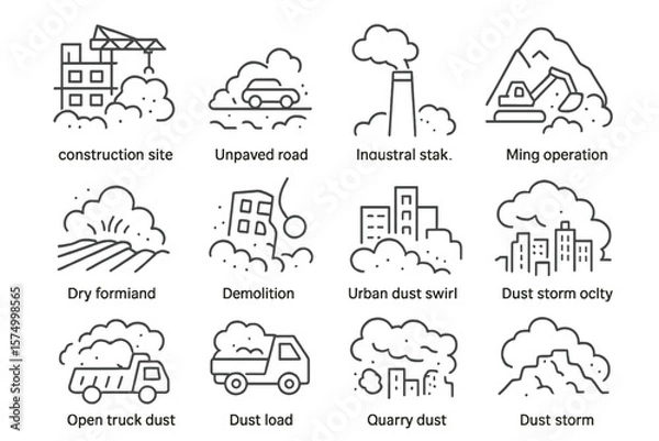 Obraz Dust and pollution sources: industrial, urban, and natural environments