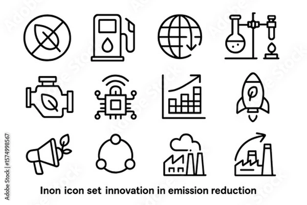 Obraz Innovative icon set highlighting emission reduction technology and sustainability