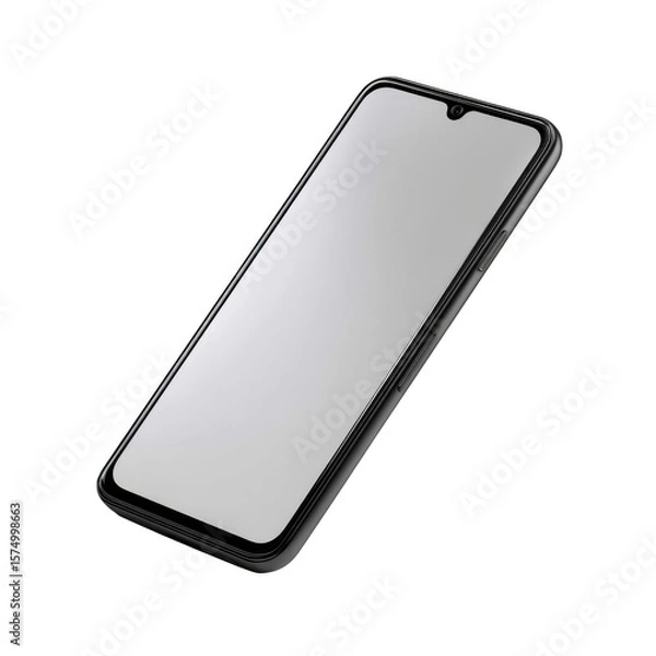 Fototapeta Modern smartphone with a blank screen isolated on transparent background