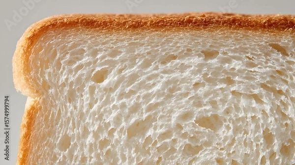 Fototapeta Artistic Macro Photograph of a Crustless White Bread Slice, Highlighting Its Airy Structure and Uniform Softness in a Minimalist Setting
