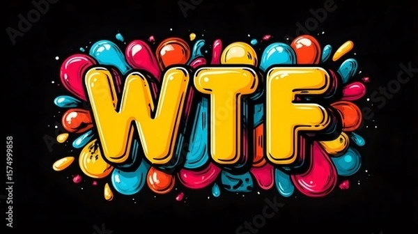 Fototapeta Sophisticated Minimalist Expression Bubble Featuring "WTF" in Contemporary Pop Art Style with Urban Energy and Bold Colors