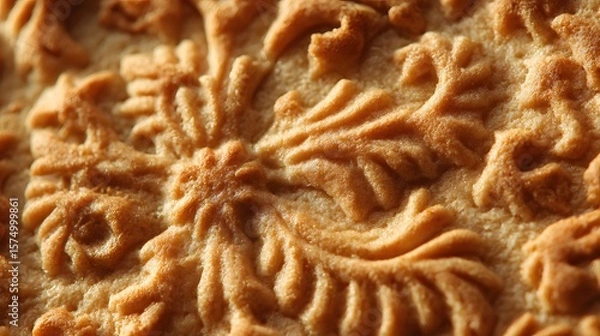 Fototapeta Vivid Extreme Close-Up of Whole Wheat Cracker Emphasizing Intricate Texture and Crispy Pattern with Natural Soft Light Effects on Edible Surface