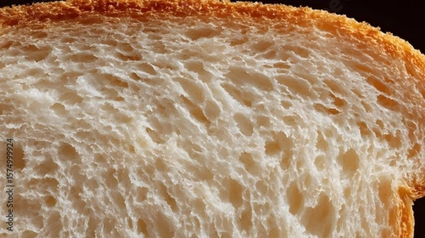 Fototapeta Artistic Macro Photograph of a Crustless White Bread Slice, Highlighting Its Airy Structure and Uniform Softness in a Minimalist Setting