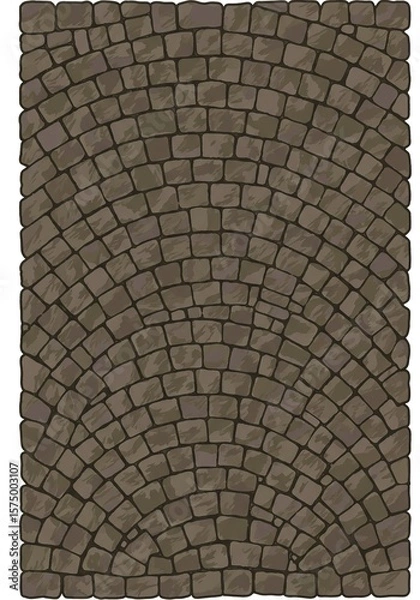 Fototapeta Rustic Cobblestone Pavement Texture - Arched Fan Pattern for Traditional and Historic Design Backgrounds.