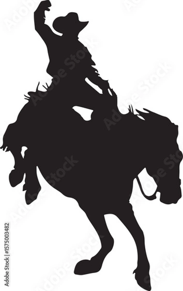 Obraz Cowboy on a Bucking Bronc Rodeo Horse Rider Silhouette Vector Illustration on Transparent Background