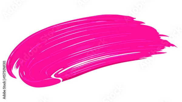 Fototapeta curved paint brush stroke hot pink magenta swooping arc crescent fluid gesture isolated on white background.