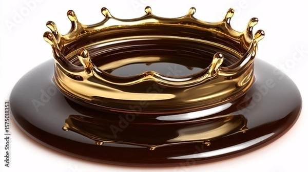 Fototapeta Golden crown resting on a glossy chocolate surface, a luxurious design.