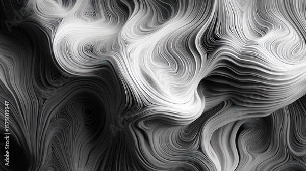 Fototapeta Abstract Black and White Swirling Lines Creating a Dynamic Visual Effect