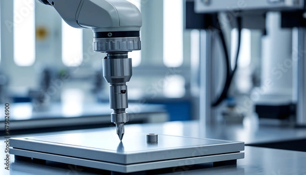 Fototapeta Precision Robotic Arm Working on Production Line