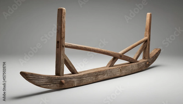 Fototapeta Rustic Weathered Wooden Sled Farm Implement