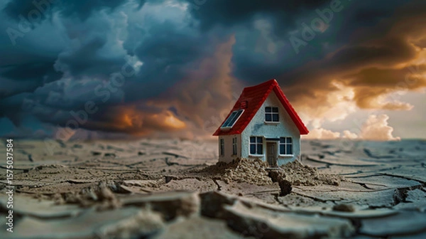 Obraz Shelter on the Brink: A Stark Symbol of Fragility