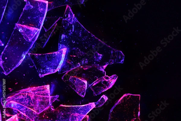 Fototapeta Colorful Abstract Background of Shattered Glass with Vibrant Lighting