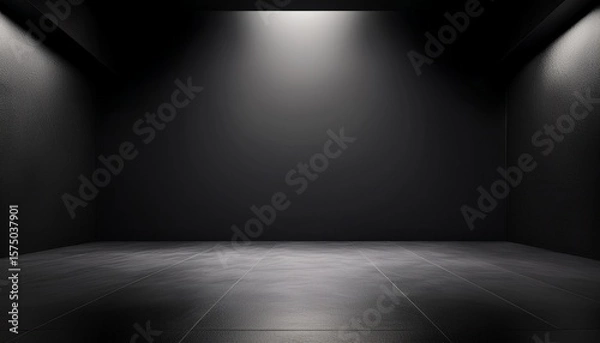 Fototapeta dark black empty room scene with spotlight studio room for product photography or display generative ai