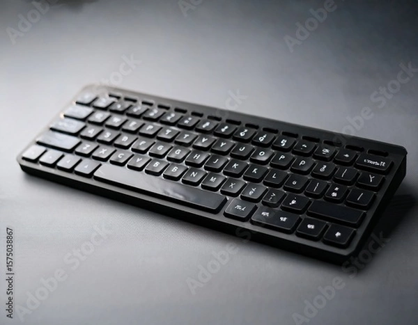 Fototapeta keyboard features compact black design with tactile switches and minimalistic aesthetic style