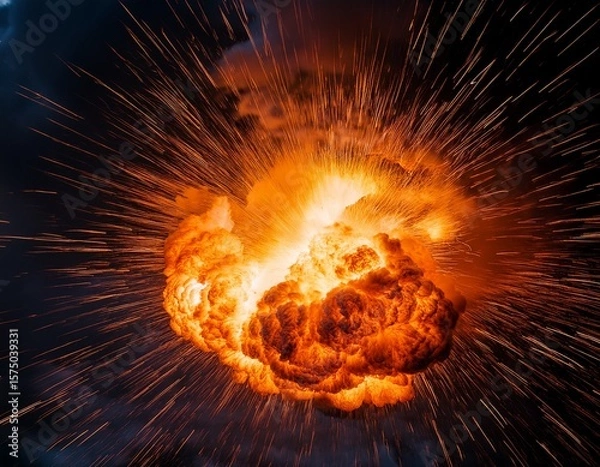 Fototapeta fiery explosion intense heat and light rapid expansion of gases perfect for illustrating concepts of combustion destruction or power devastation blast inferno