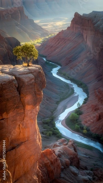 Fototapeta Grand canyon landscape with river and tree on cliff edge scenic view nature photography
