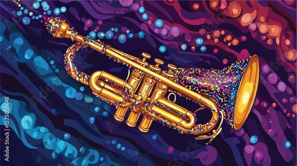 Fototapeta Vibrant Mardi Gras Trumpet Vector Design for Festive Celebrations