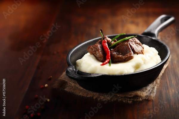 Obraz National Dishes of Hungary - Pörkölt - beef fried and then stewed with paprika and onions