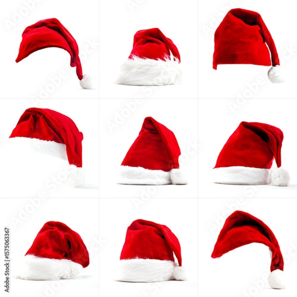 Obraz set of red santa hats