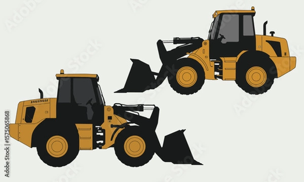 Fototapeta Backhoe Loader Construction Vehicle Vector