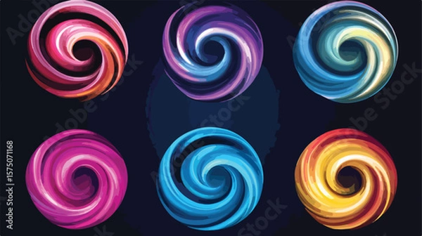 Fototapeta Colorful Swirling Vector Spiral Effect Set for Designers
