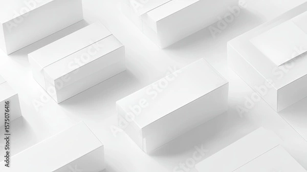 Fototapeta Blank white boxes arranged in a geometric pattern.