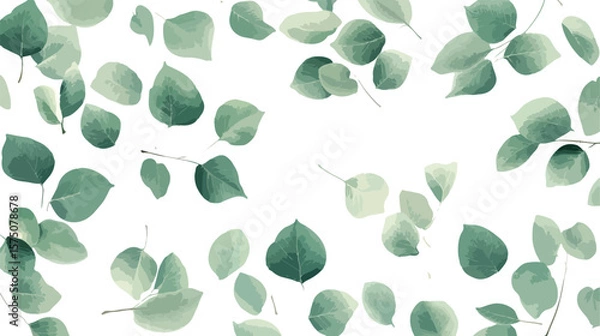 Obraz Variety of Green Leaves Vector Isolated on White Background
