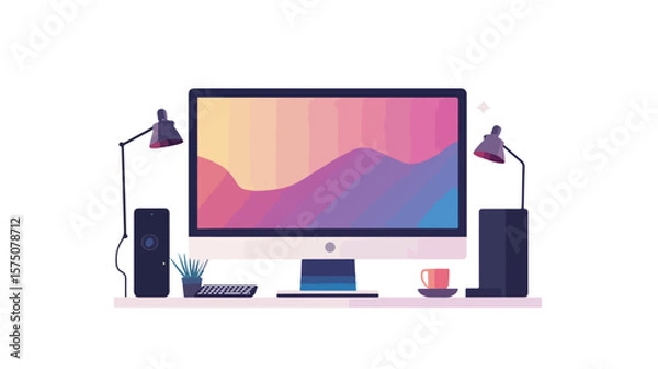 Obraz Sleek LED Monitor Flat Vector Illustration Isolated