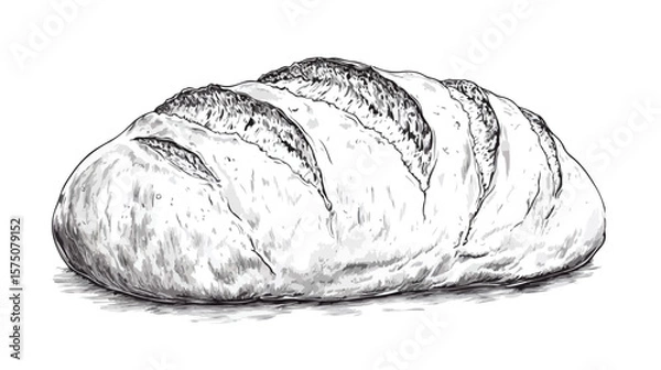 Obraz Fresh Loaf of Bread Isolated on White Background for Bakery Concept