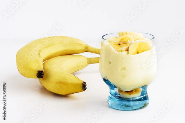 Obraz Banana pudding on a white background