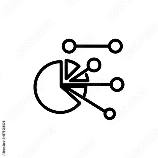 Fototapeta Data analysis chart with connecting nodes and pie segments