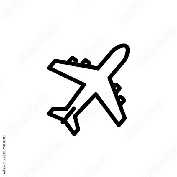 Fototapeta Airplane silhouette with modern outline style for travel-related projects