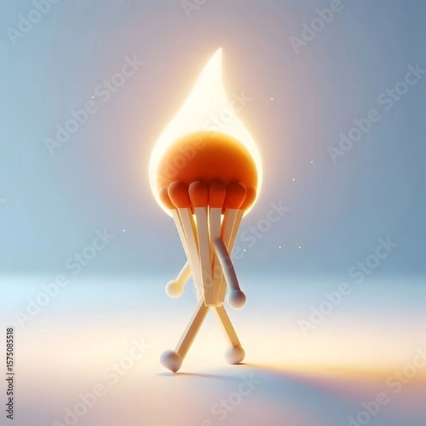 Fototapeta burning match on the fire