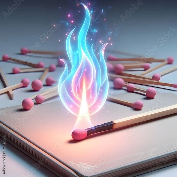 Fototapeta burning match on fire